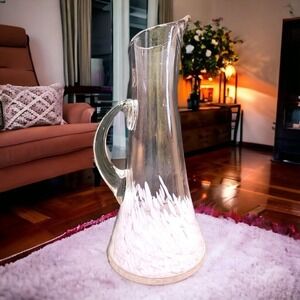 Hand Blown Tall Splatter‎ Ware Bottom Glass Pitcher Vase Margie's Garden, CA
